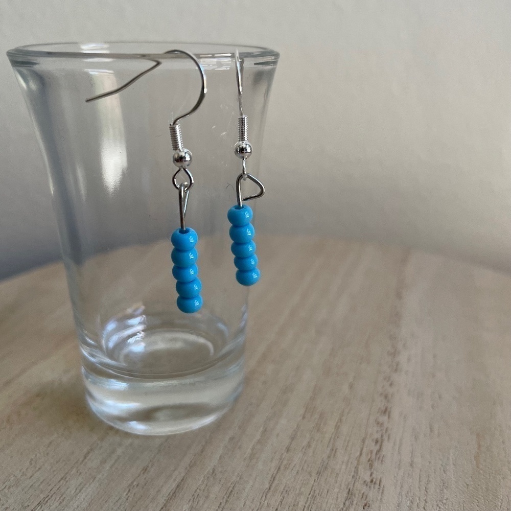 Sky Blue Beaded Earrings